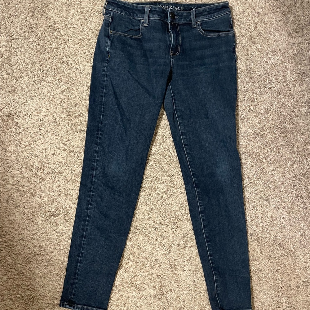 American Eagle Super Stretch Skinny Jeans Size 10 Regular Dark Blue